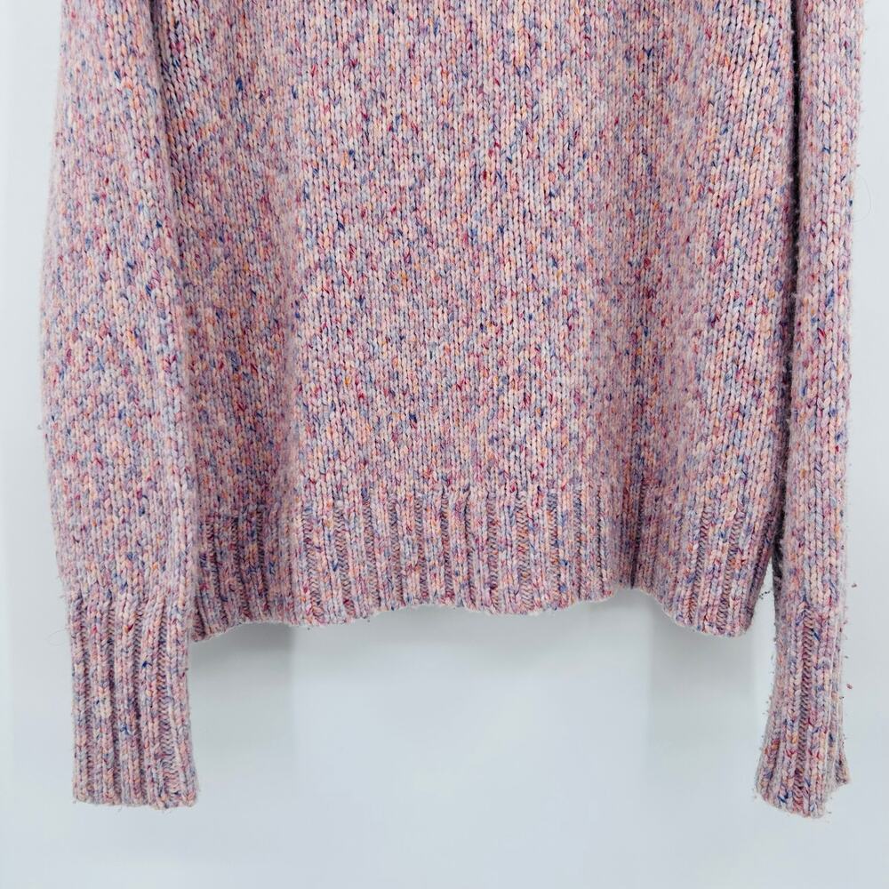 J Crew Pink Marled Speckled Wool Turtleneck Cropped Sweater Womens Size Med - Picture 11 of 12